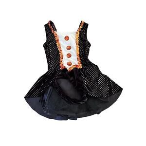 A Wish Come True Girls' Black Orange Mery Sequin Beaded Costume Dress Size 5-7